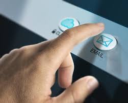 Finger pressing email icon